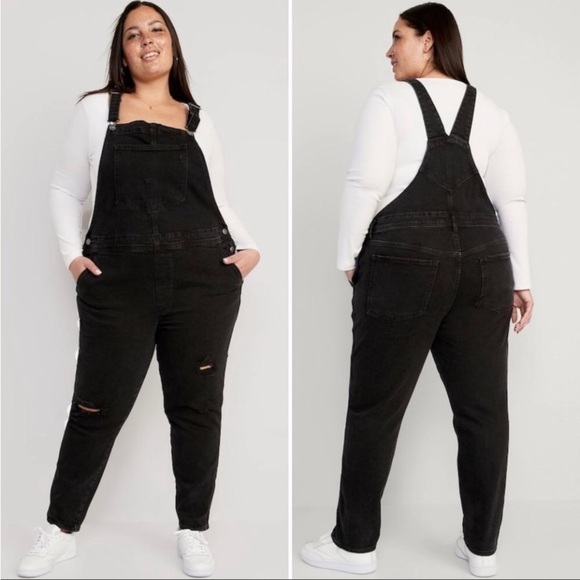 NWT! Black O.G. Straight Black Ripped Jean Overalls - TALL SIZES - Picture 6 of 14